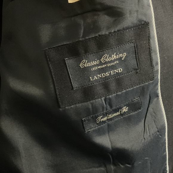 Men’s Lands End Classic 100% Wool Navy Blue Blazer, 44R - Picture 2 of 5